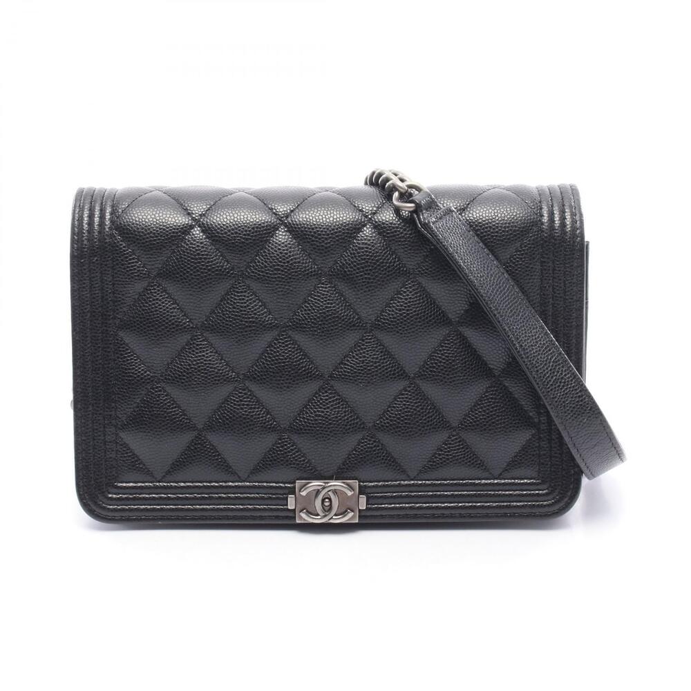 Chanel Boy Matelasse Shoulder Bag Calfskin Leather Black